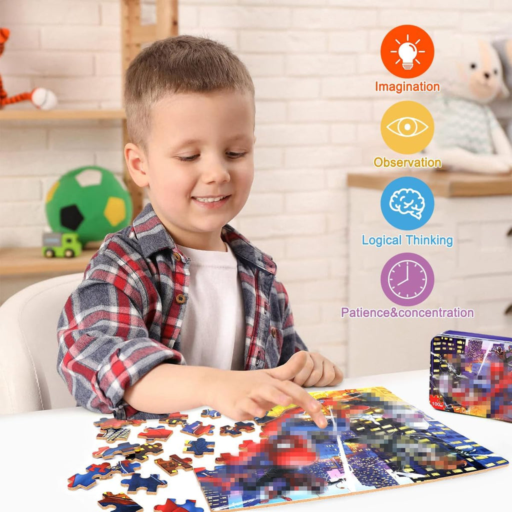 Spider Adventure 100 Piece Jigsaw Puzzle for Kids in Travel Tin Box