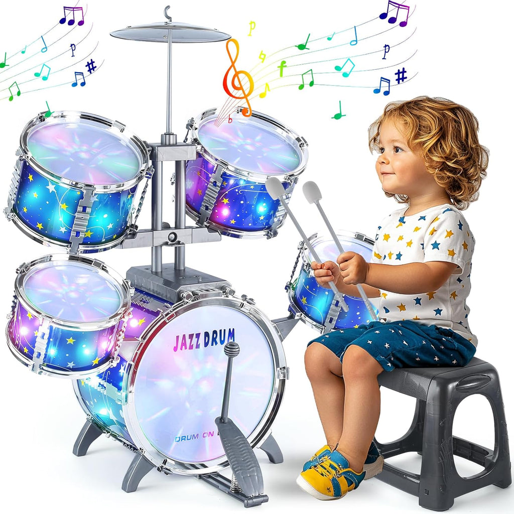 Kids Jazz Drum Set with 5 Drums, Cymbal, Stool & Pedal - product photo