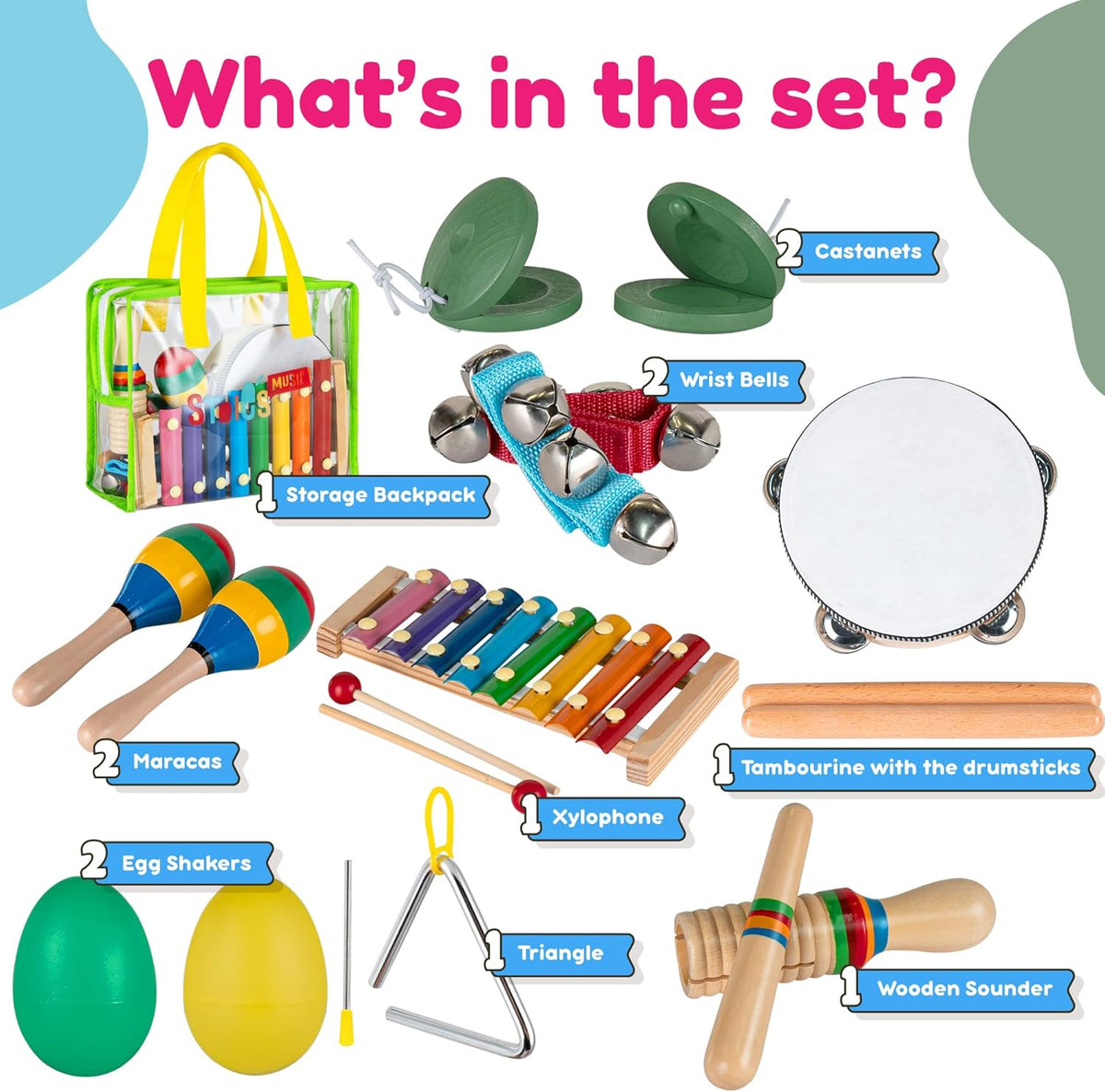 Wooden Rhythm & Music Instrument Set