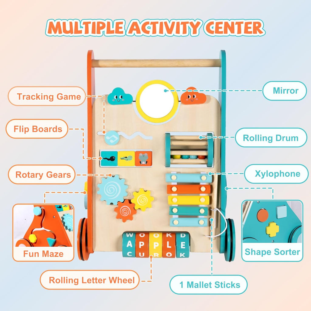 Wooden Activity Walker for First Steps