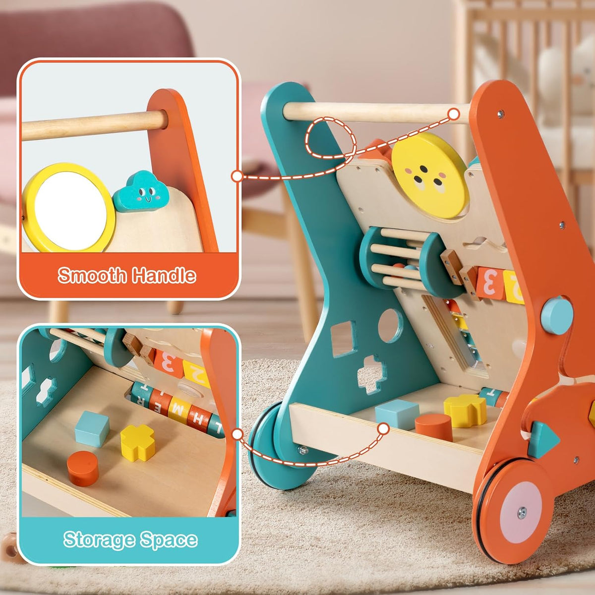 Wooden Activity Walker for First Steps