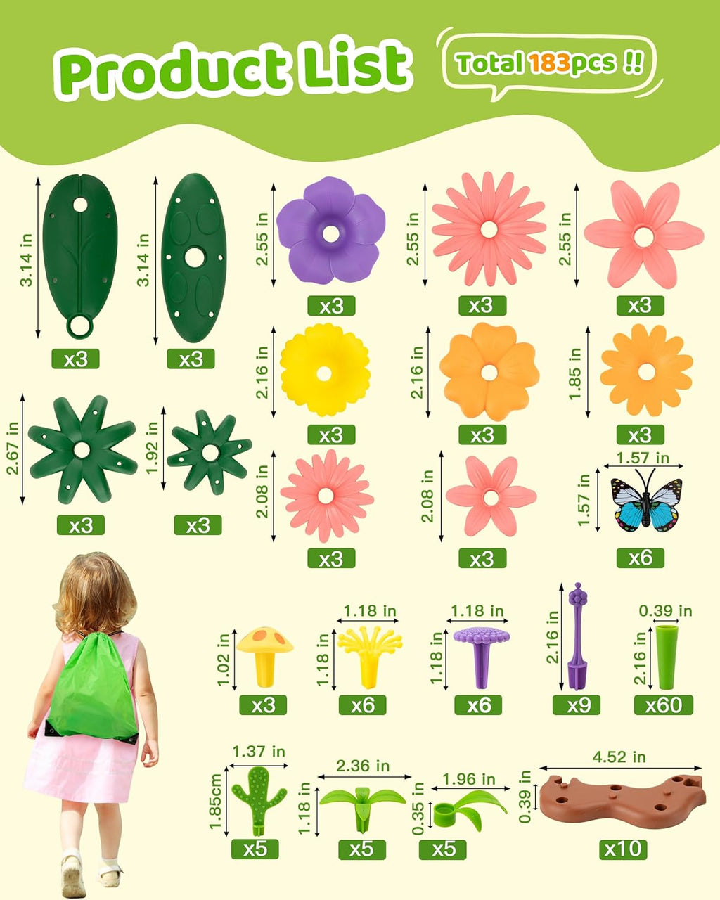 Bloom & Build Flower Garden STEM Adventure 183 Piece Creative Building Set for Kids Ages 3 to 8