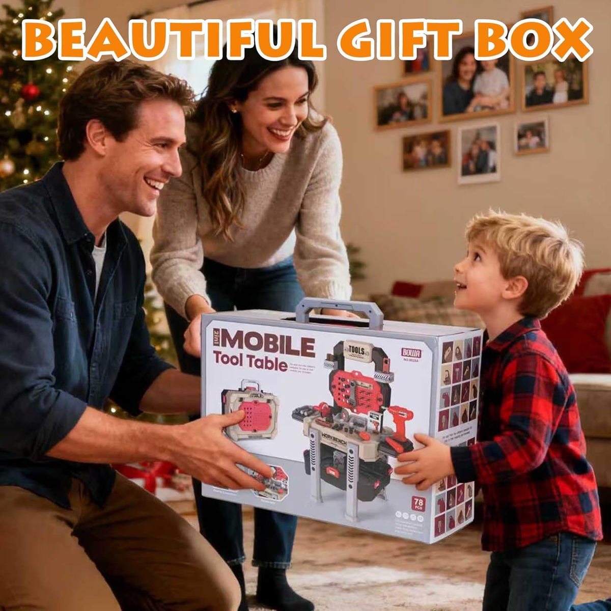 Little Builder Workbench STEM Workshop with Electric Drill Tool Box 83 Piece Construction Set