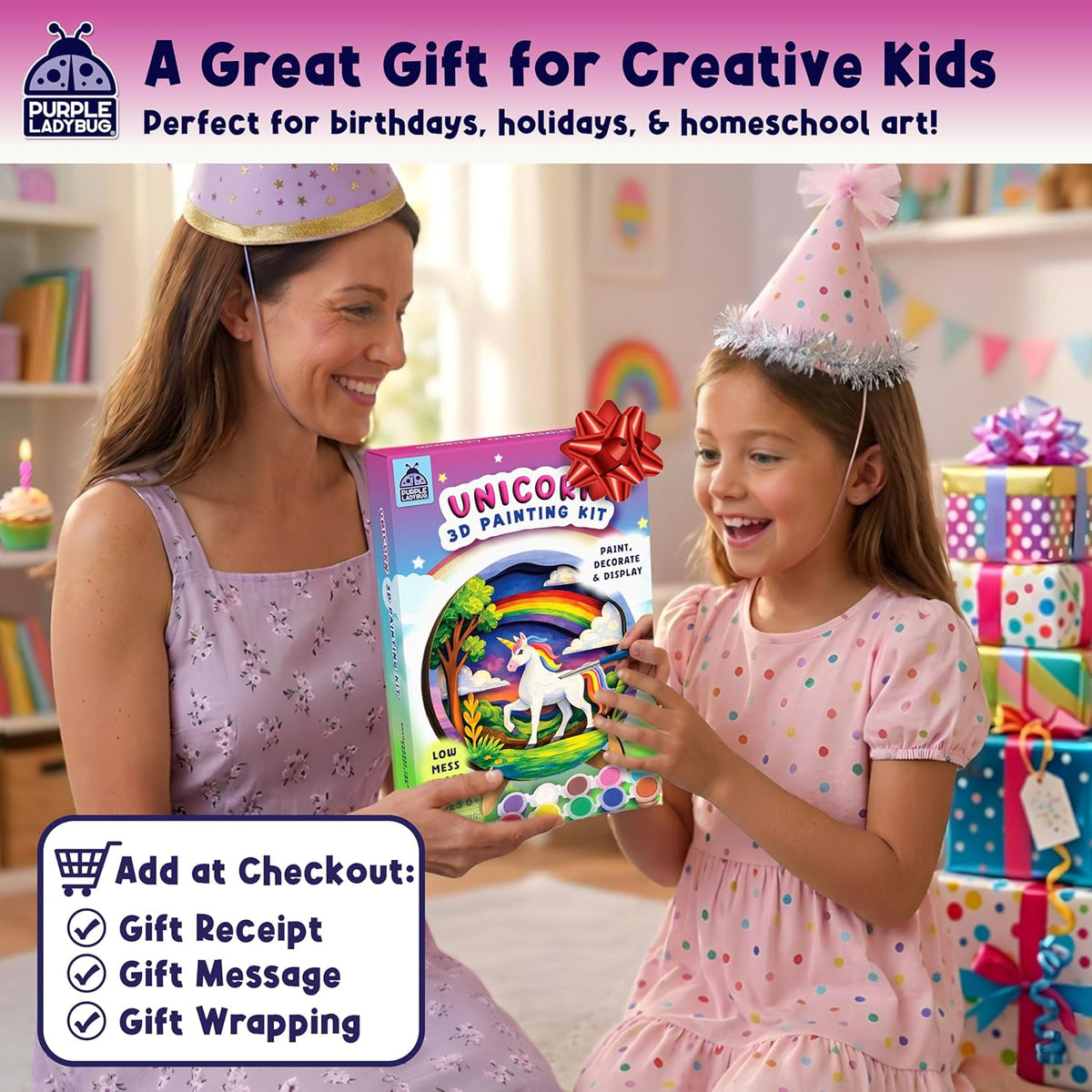 DIY 3D Wooden Unicorn Painting Kit with Paints & Display Stand
