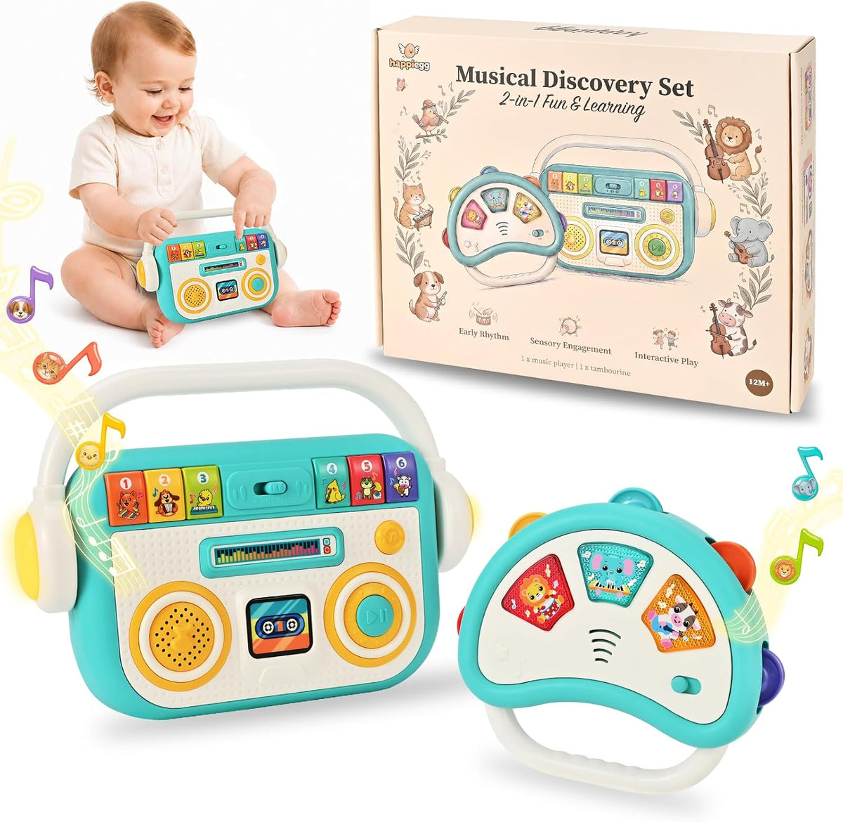 Tiny Tunes Musical Set Baby Music Player and Light Up Tambourine - product photo