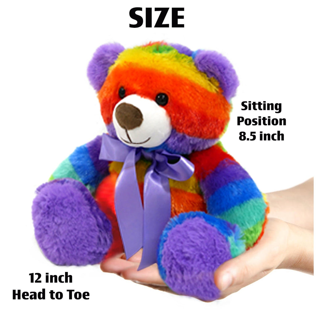 Rainbow Teddy Bear Plush, 2-Pack, 12-Inch Stuffed Animals, Ages 3+