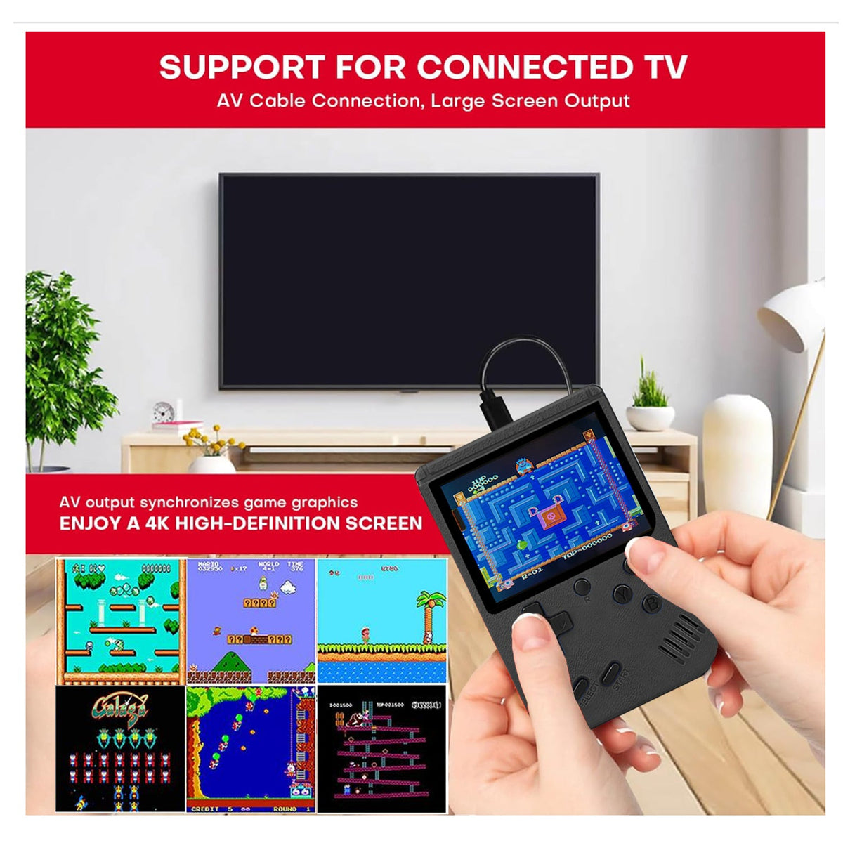 2-Pack Handheld Retro Game Consoles, 400 Games, Rechargeable, Blue - product photo