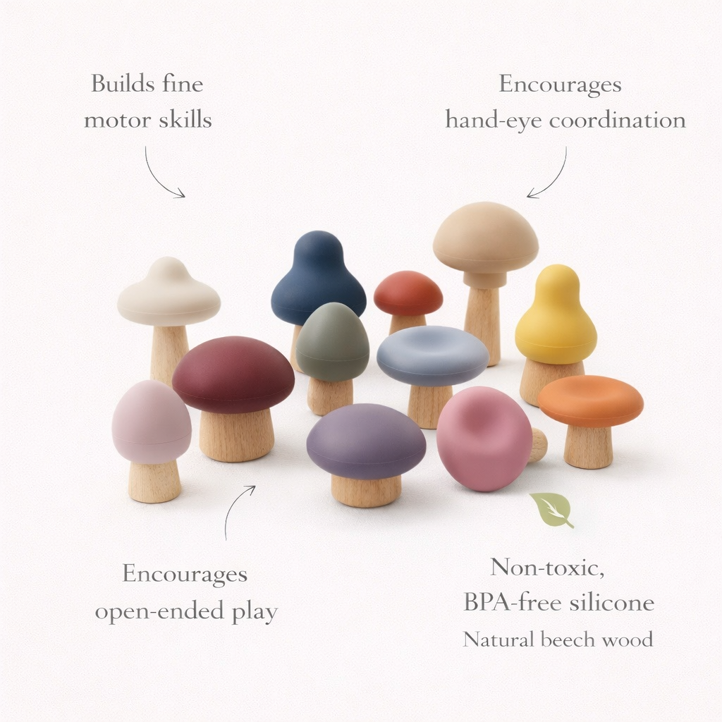 Mushroom Mix & Match Toy – 24 Pieces by LYTL®, image 2 of 9