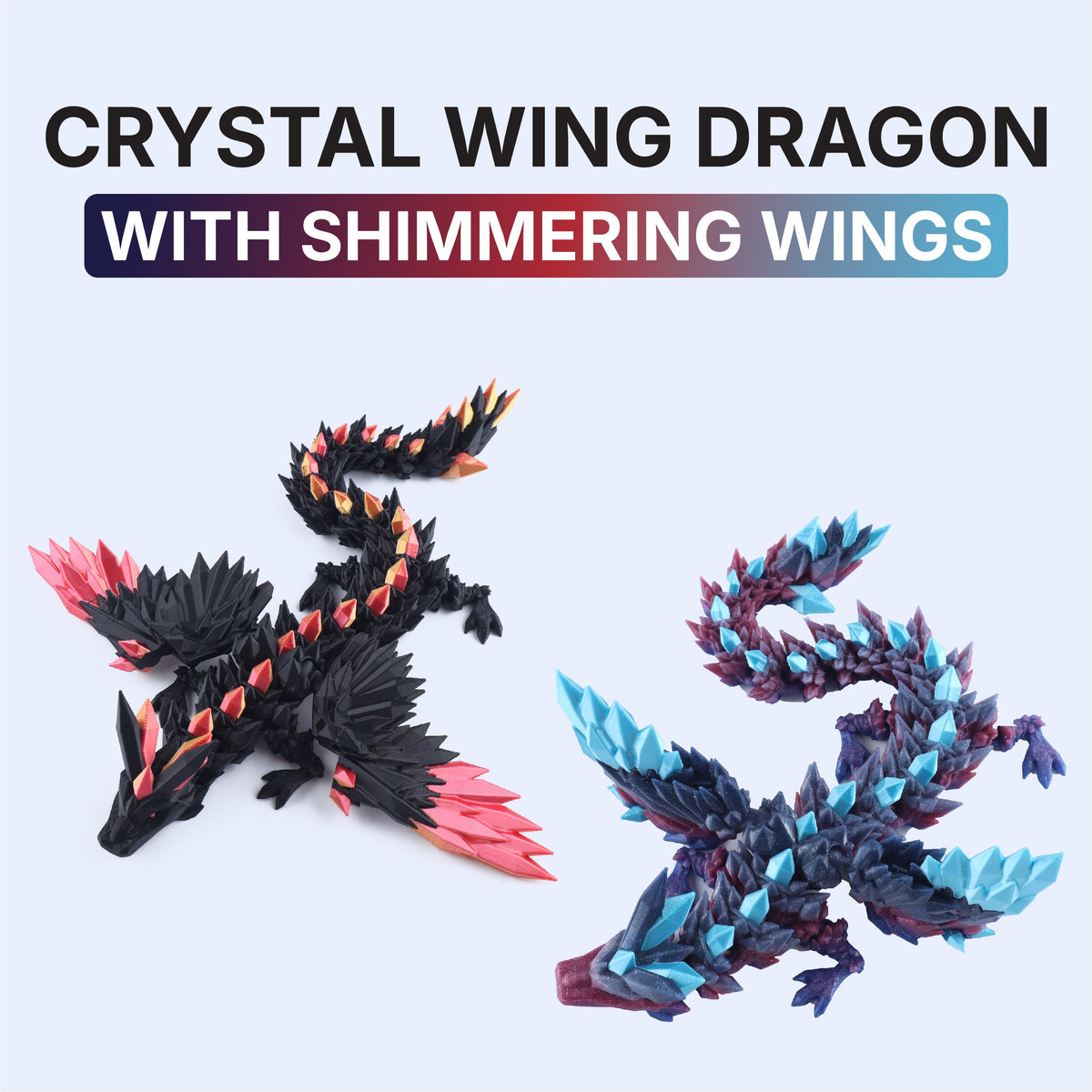Crystal Wing Dragon Articulated 3D Fidget Toy by Crafts 3D, image 2 of 30