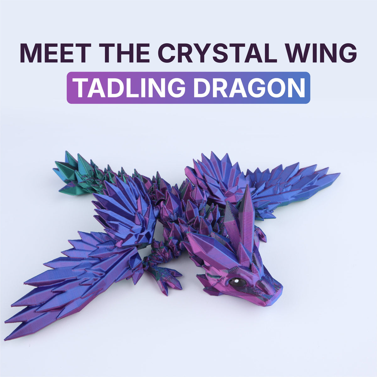 Crystal Wing Tadling Dragon Articulated 3D Fidget Toy by Crafts 3D, image 3 of 10