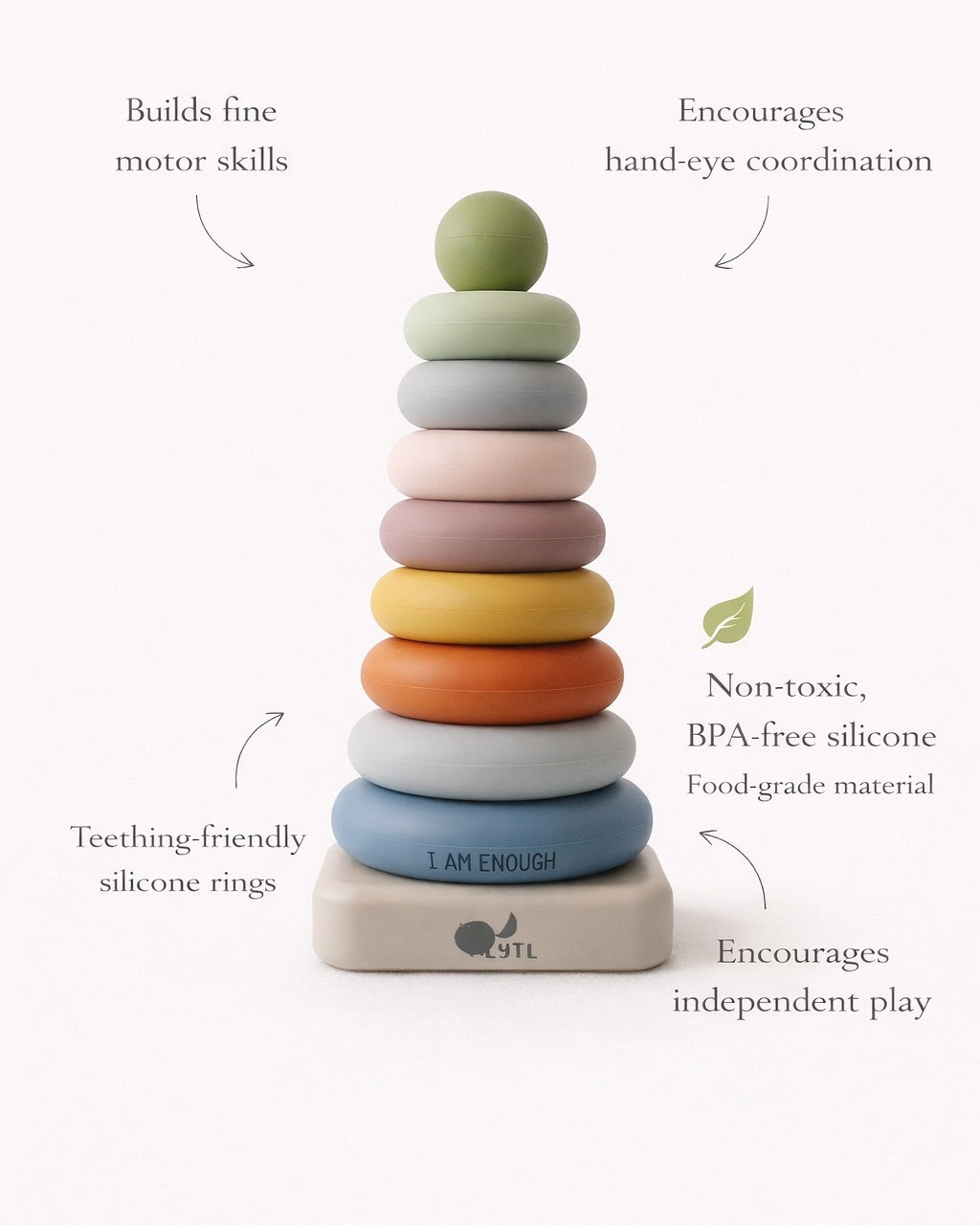 Silicone Ring Stacking Toy – 10 Pieces by LYTL®, image 2 of 8