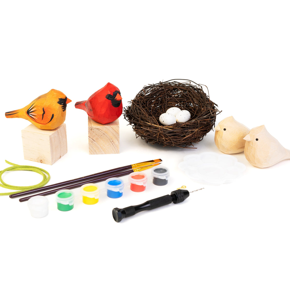 Hand-Carved Cardinal Bird DIY Painting Kit Craft Kit by Kitsville, image 2 of 8