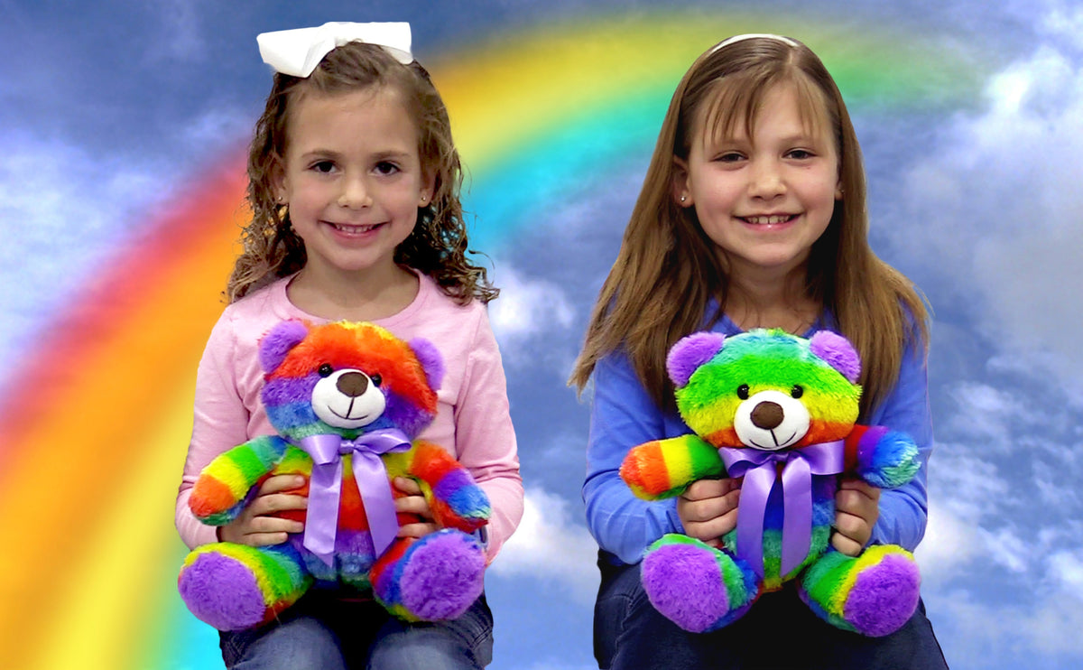 Rainbow Teddy Bear Plush, 2-Pack, 12-Inch Stuffed Animals, Ages 3+