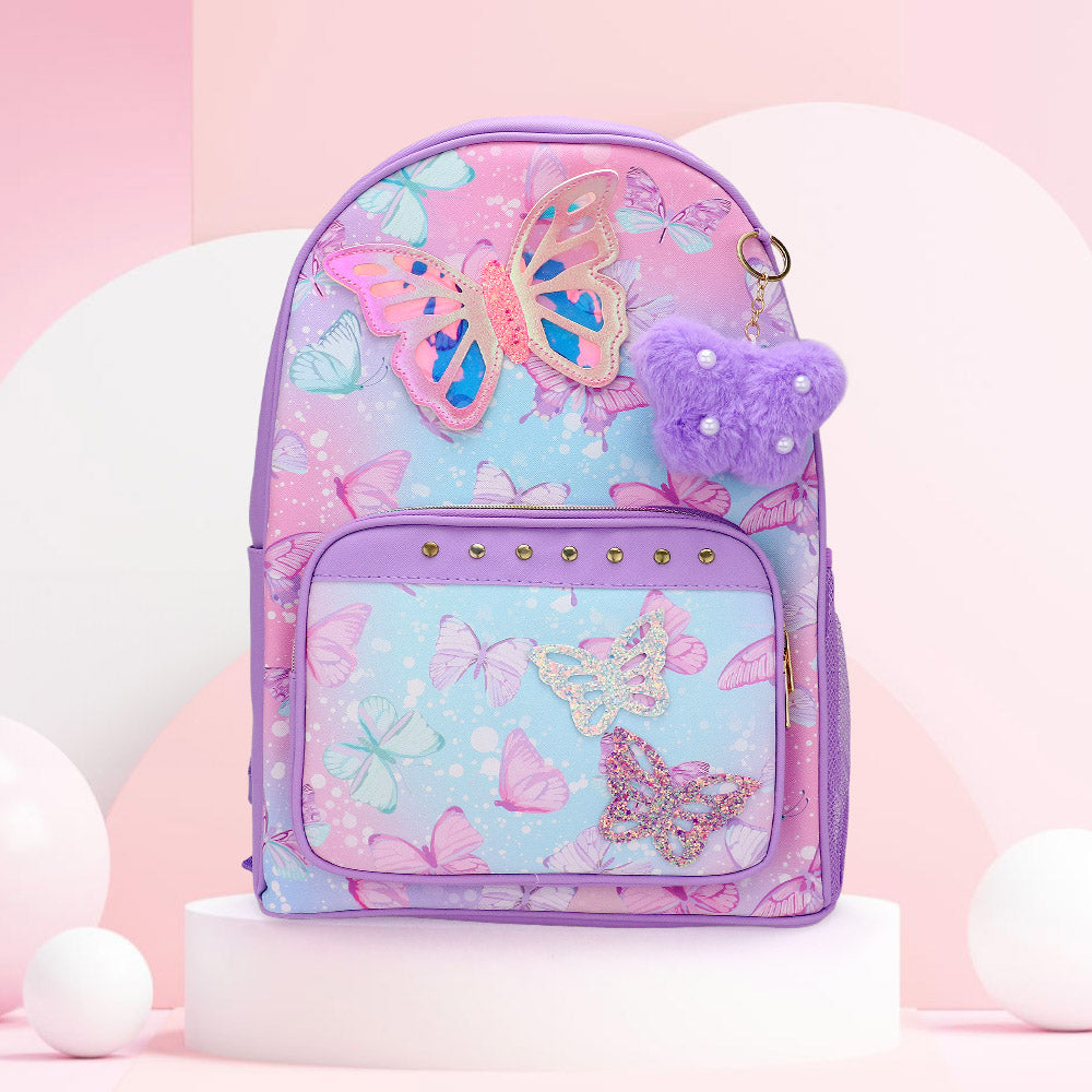 Butterfly Patch Mini Backpack with Pom-Pom Charm