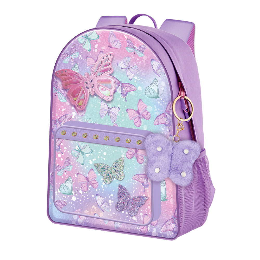 Butterfly Patch Mini Backpack with Pom-Pom Charm