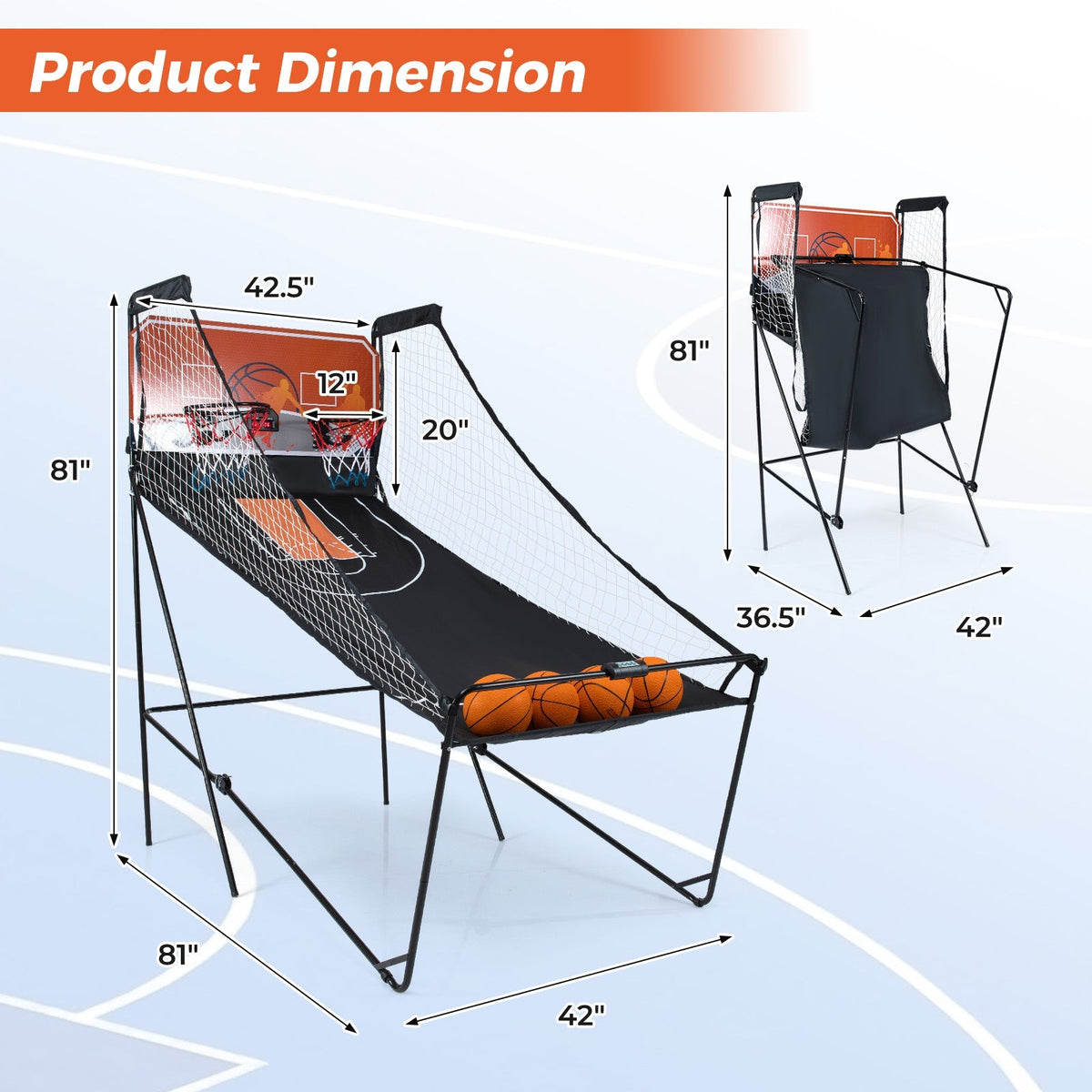 Hoop Heroes Folding Basketball Arcade