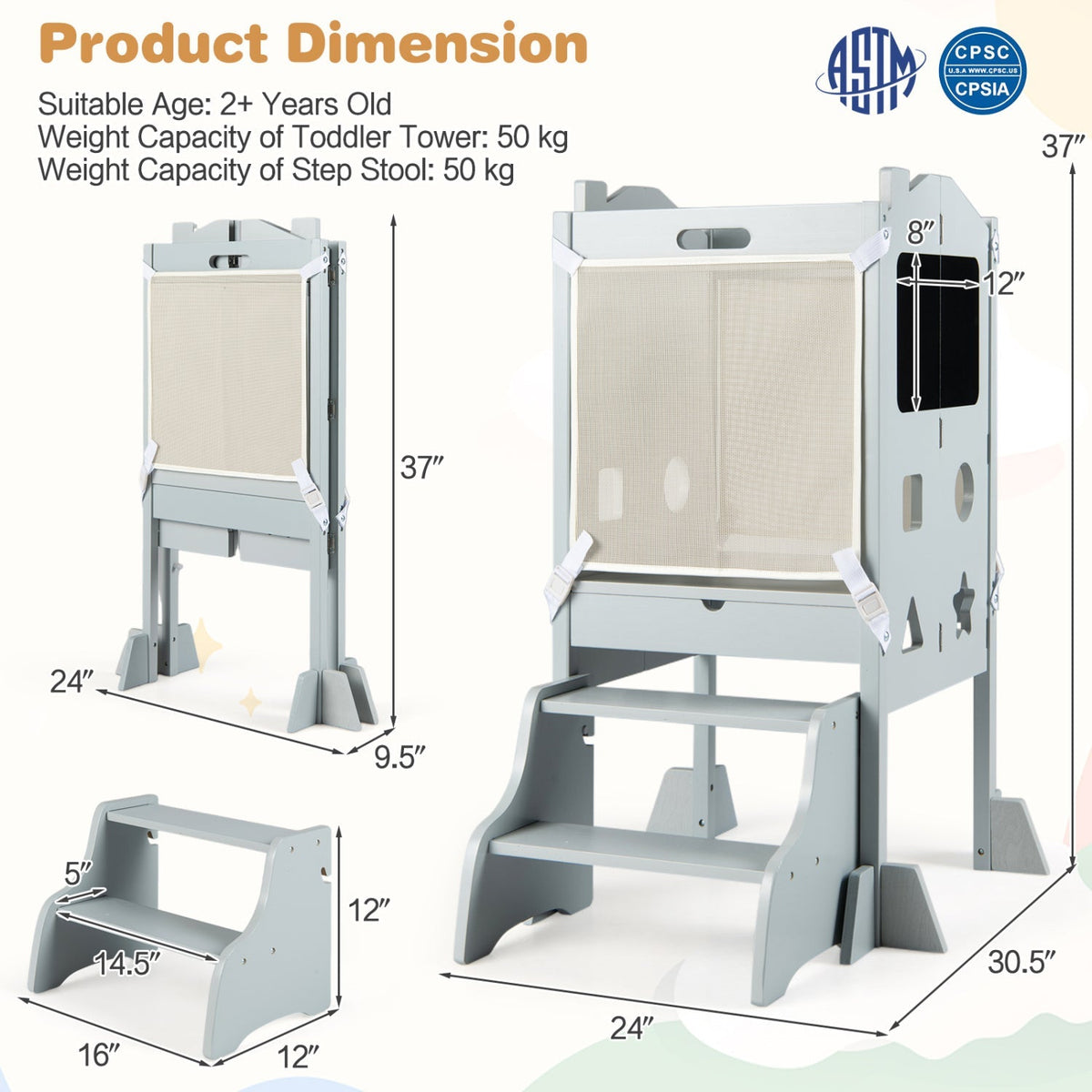 Little Helper Folding Toddler Tower & Step Stool