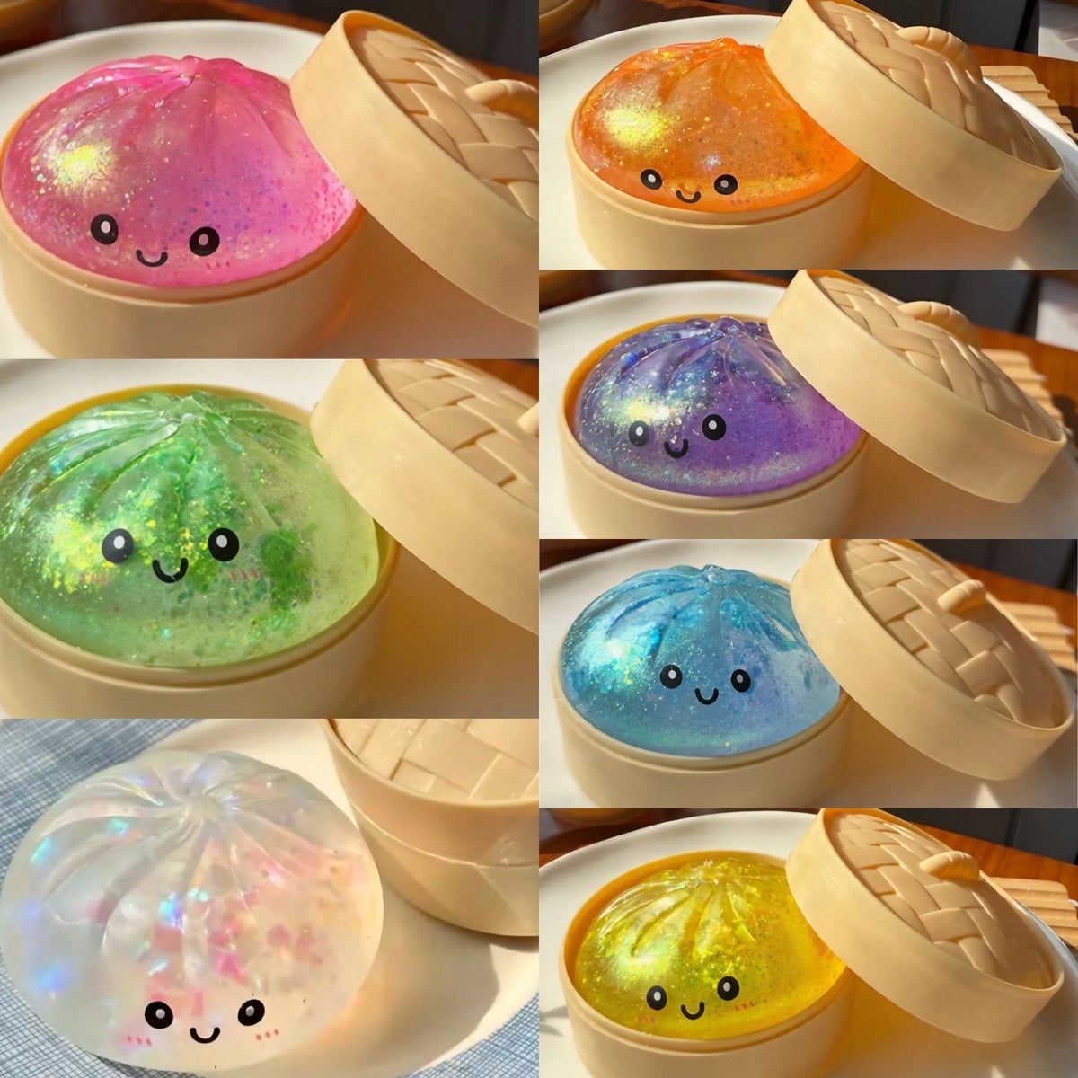Glitter Maltose Dumpling Squishy Toy, Slow-Rise, Ages 3+