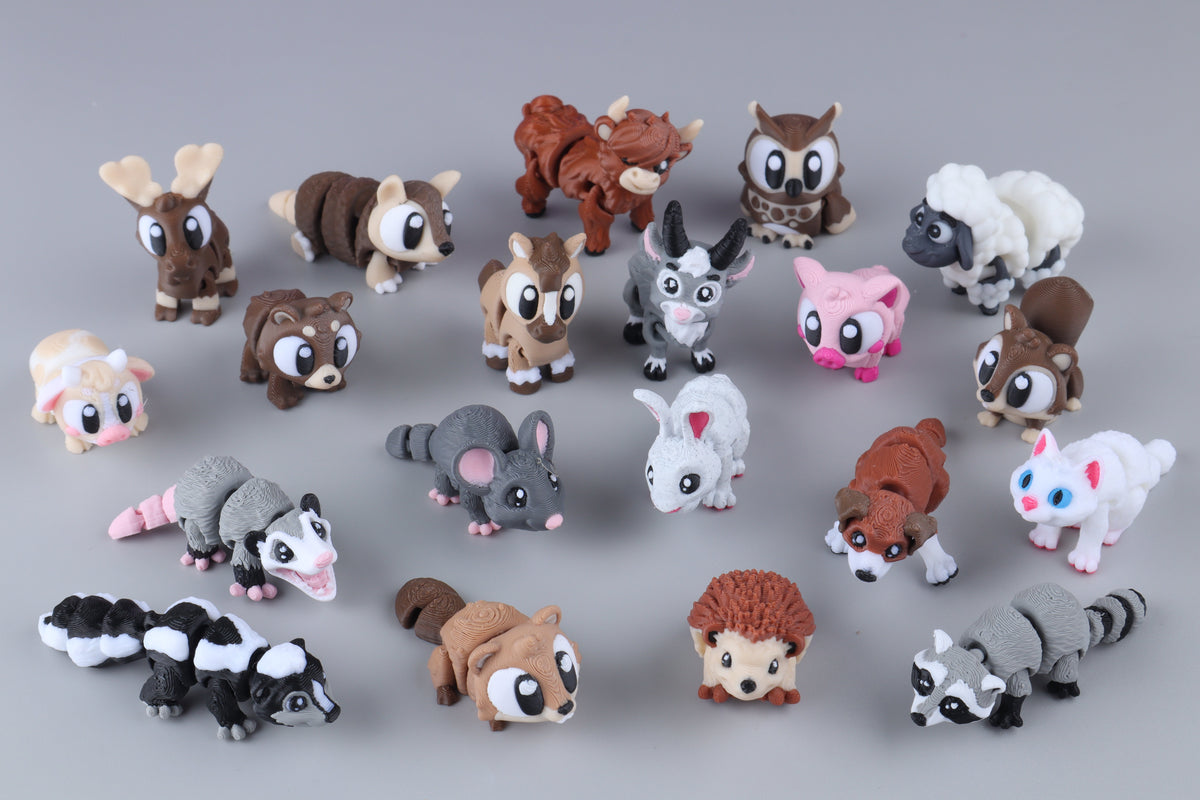 Mini Forest, Farm & Home Animal Fidget Toy Pack – Set of 20 by Crafts 3D, image 1 of 1