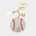 Rhinestone Baseball Keychain