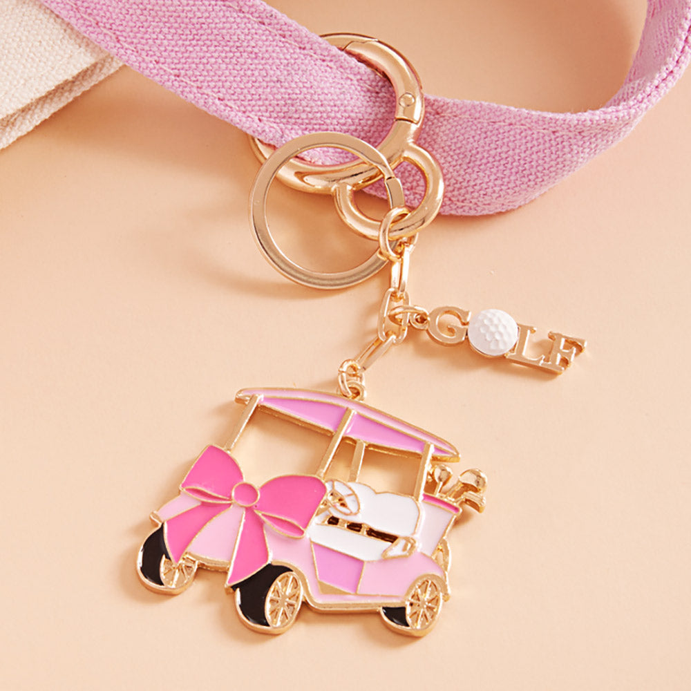 Enamel Bow Golf Cart Keychain