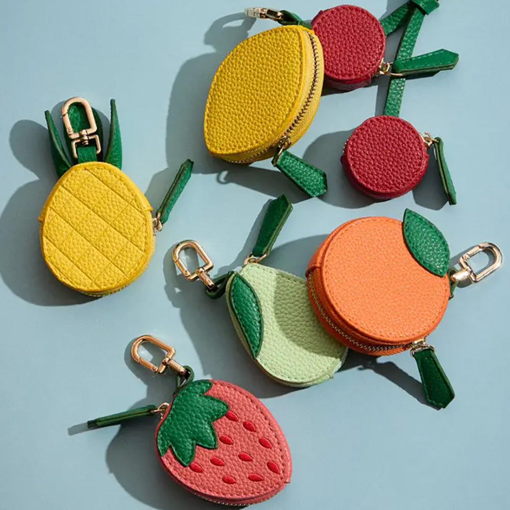 Genuine Leather Pineapple Coin Purse Charm