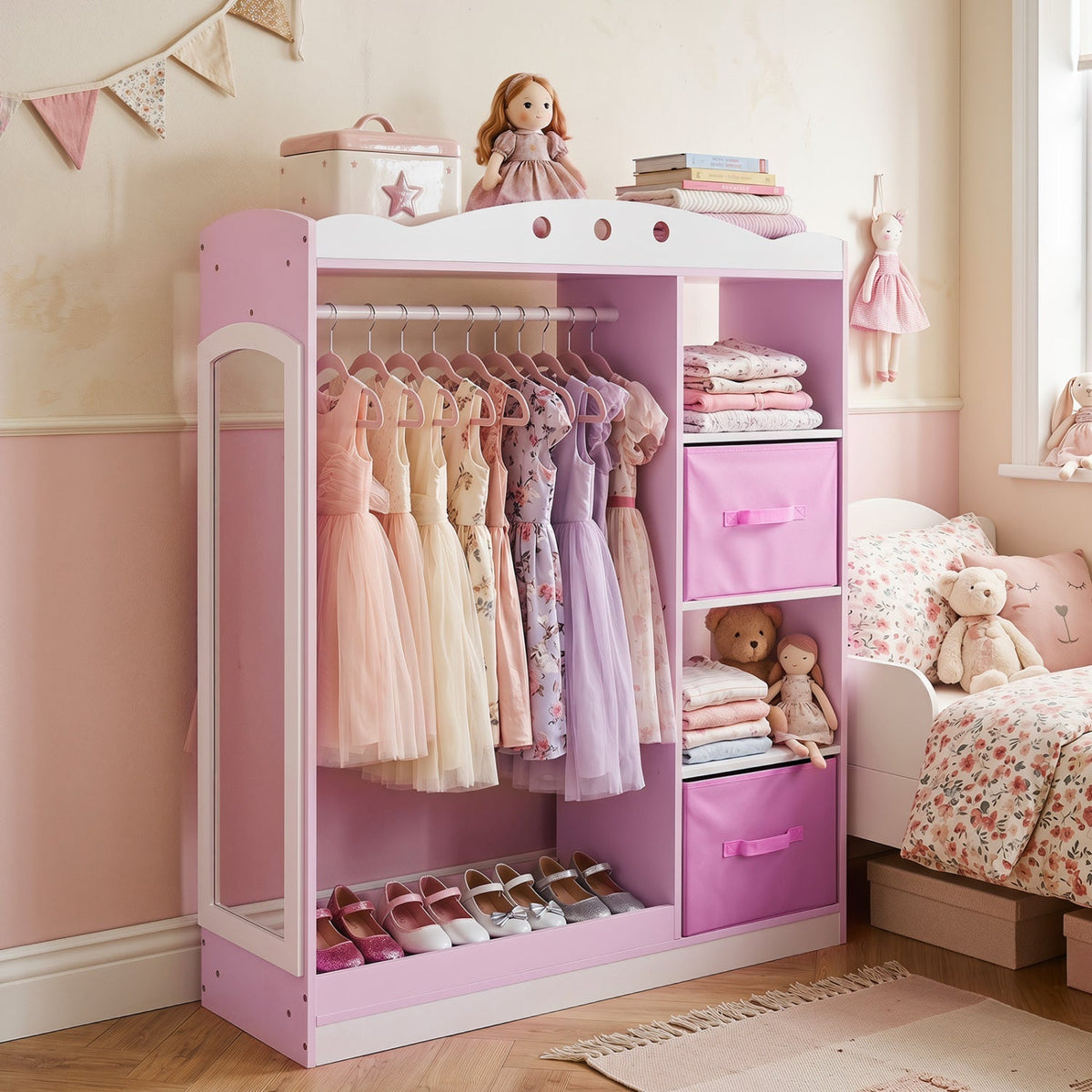 Rosebud Dress-Up Closet with Mirror