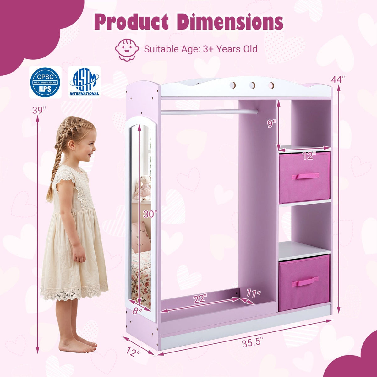 Rosebud Dress-Up Closet with Mirror