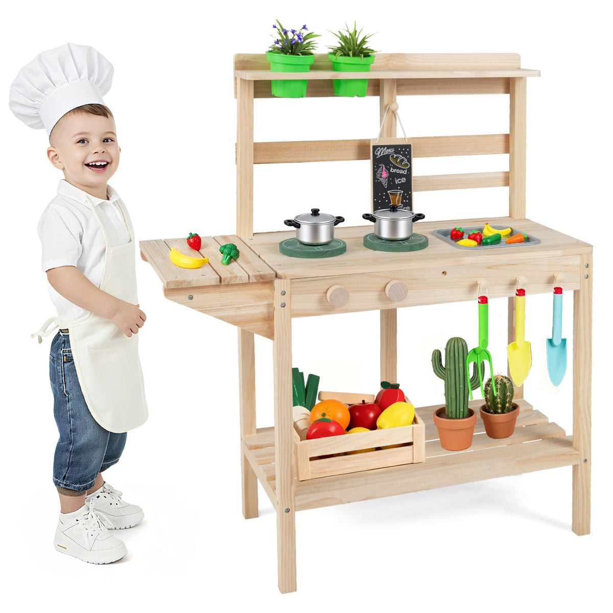 Little Chef Wooden Play Kitchen — Ages 3+