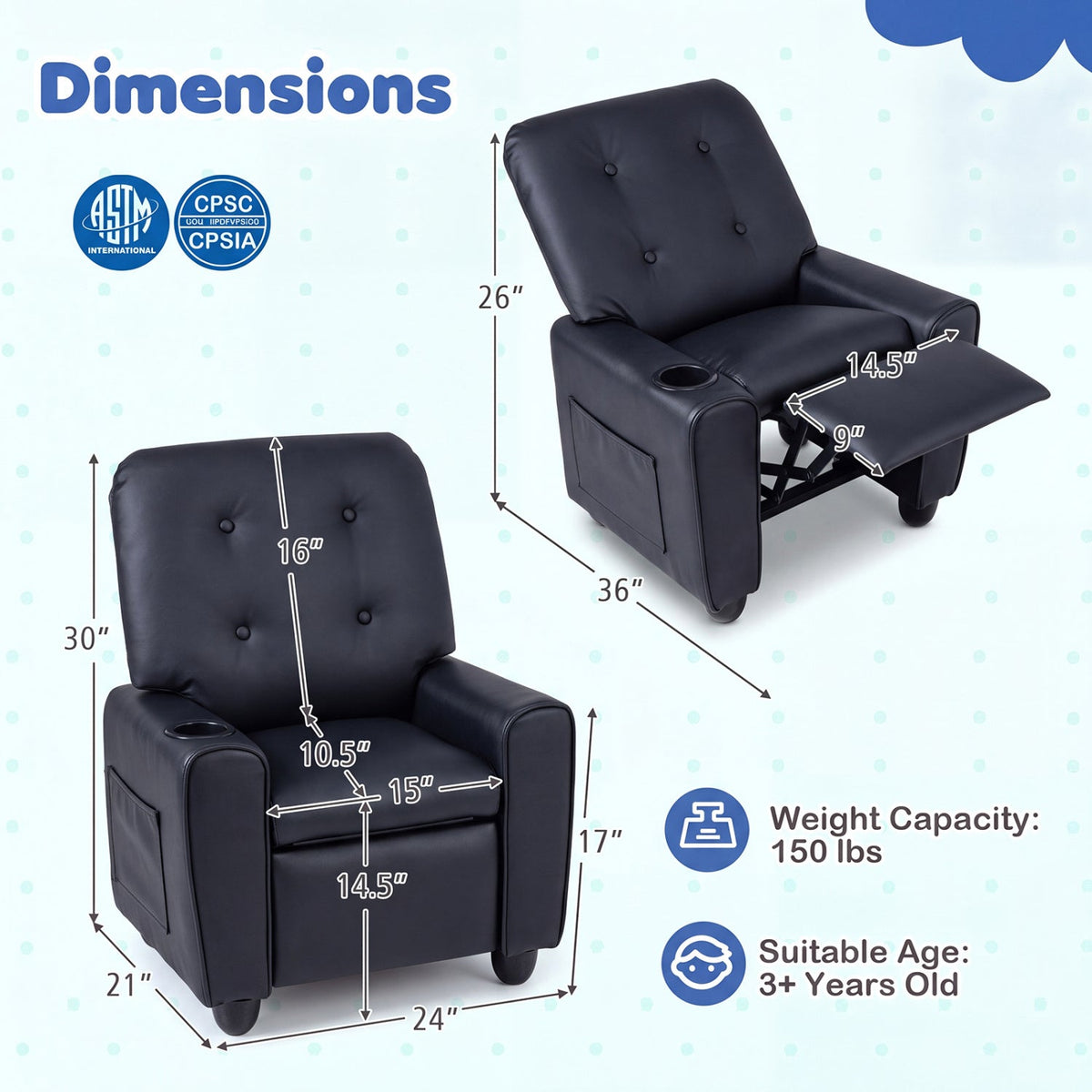 Cozy Corner Kids Recliner