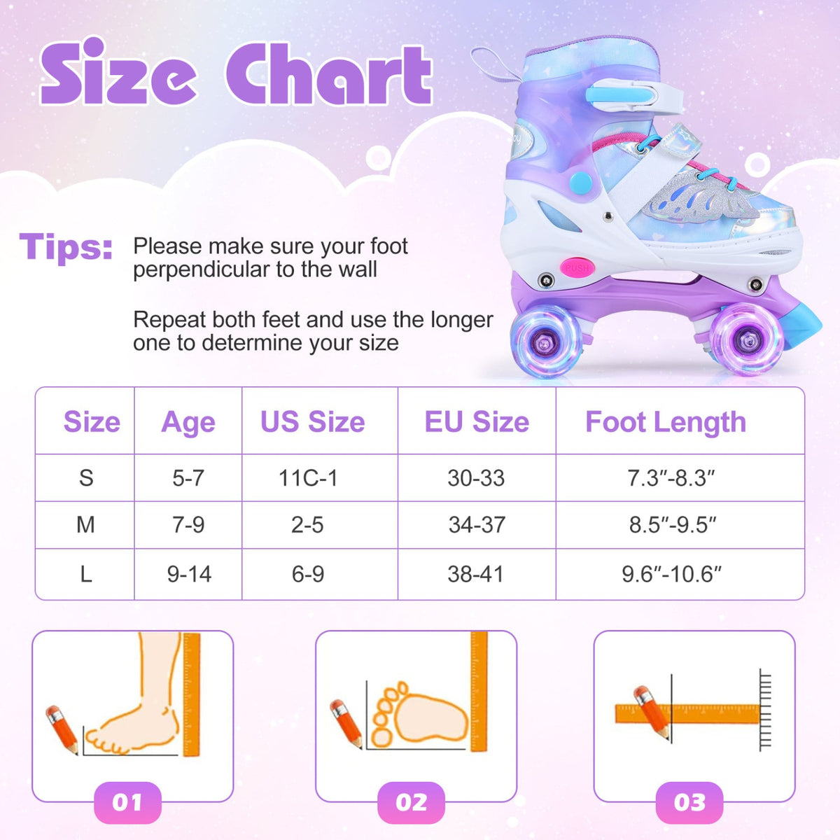 Twinkle Wheels Light-Up Kids Roller Skates