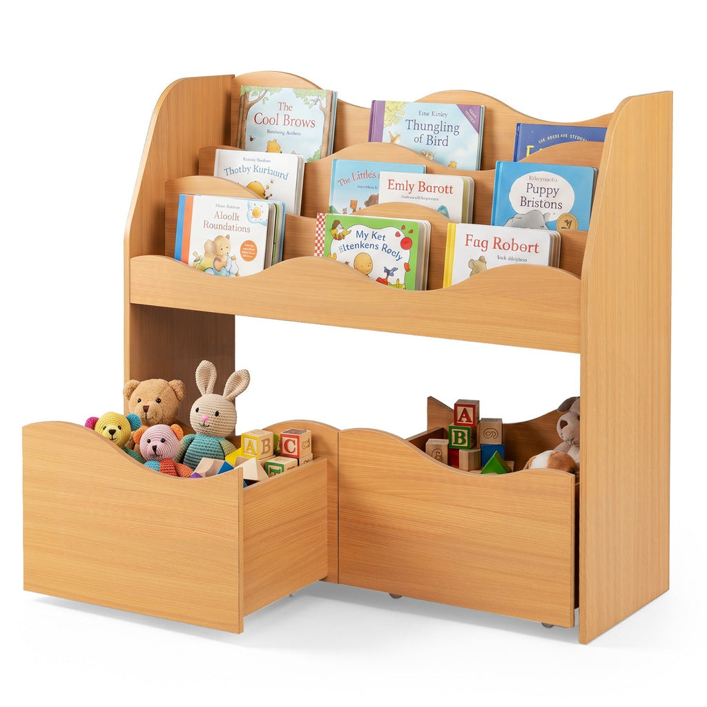 Storytime Bookshelf with Rolling Drawers