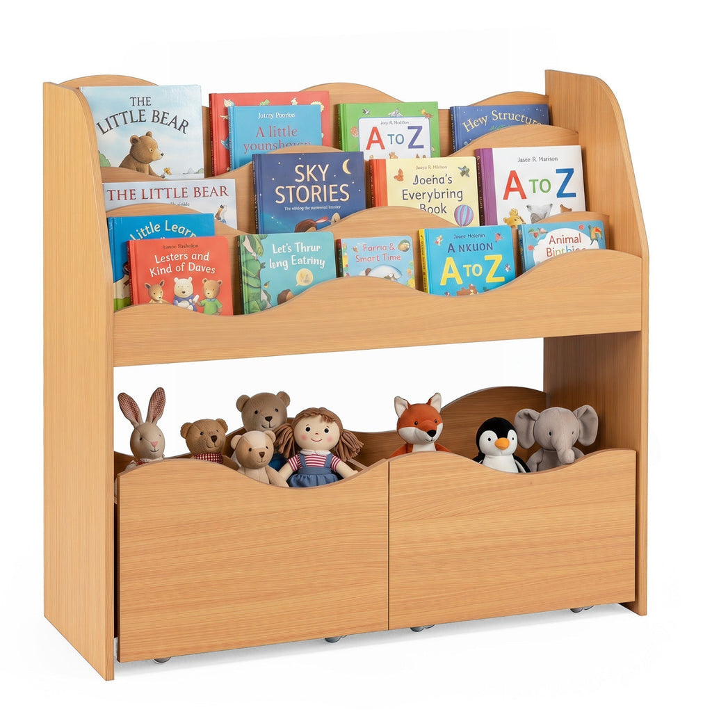 Storytime Bookshelf with Rolling Drawers