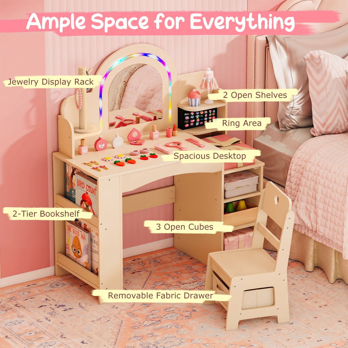 Woodland Kids Vanity with LED Mirror