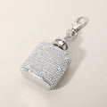 1oz Bling Studded Stainless Steel Mini Flask Keychain Bag Charm