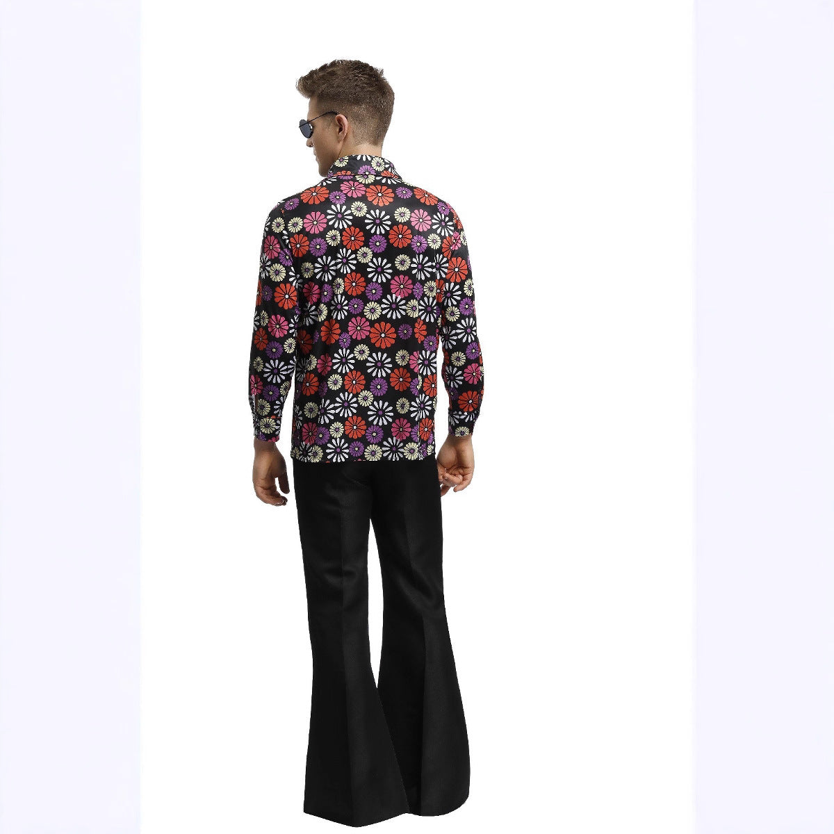 70s Disco Onesie Costume - Vintage Hippie Flower Power Jumpsuit for Couple Show & Theme Parties