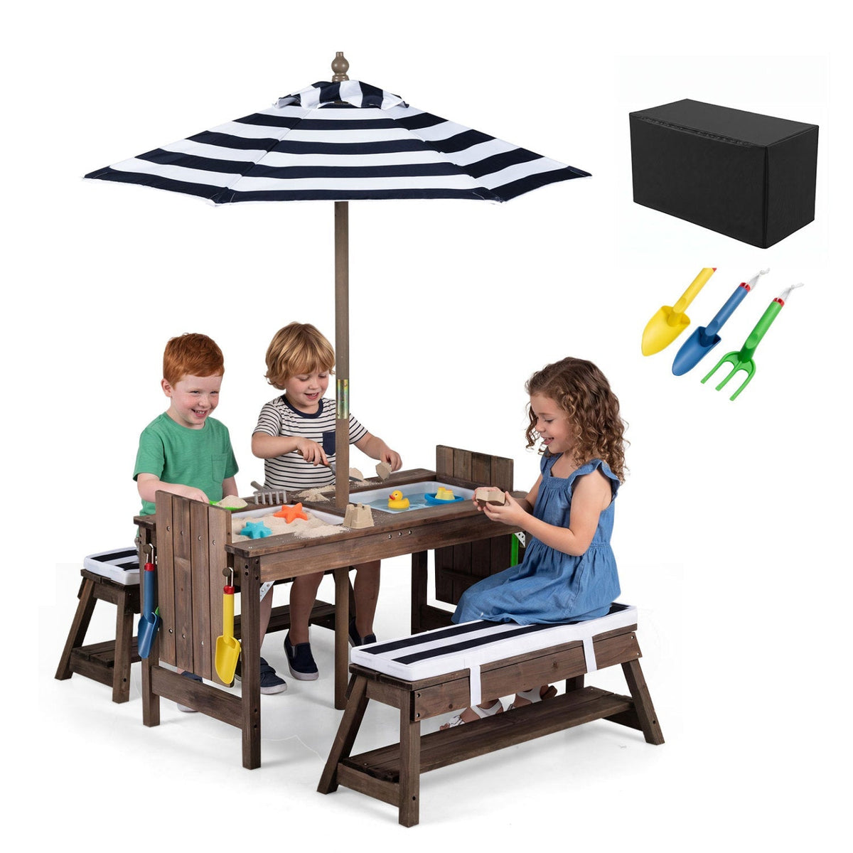 Sandcastle Picnic Table with Umbrella & Sand Boxes