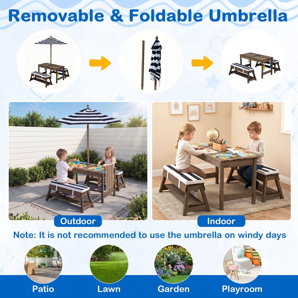 Sandcastle Picnic Table with Umbrella & Sand Boxes