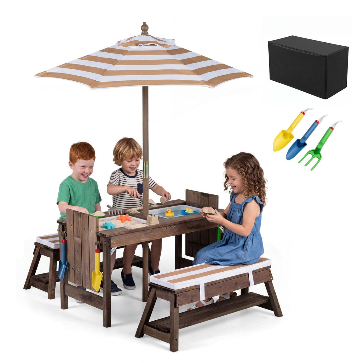 Sandcastle Picnic Table with Umbrella & Sand Boxes