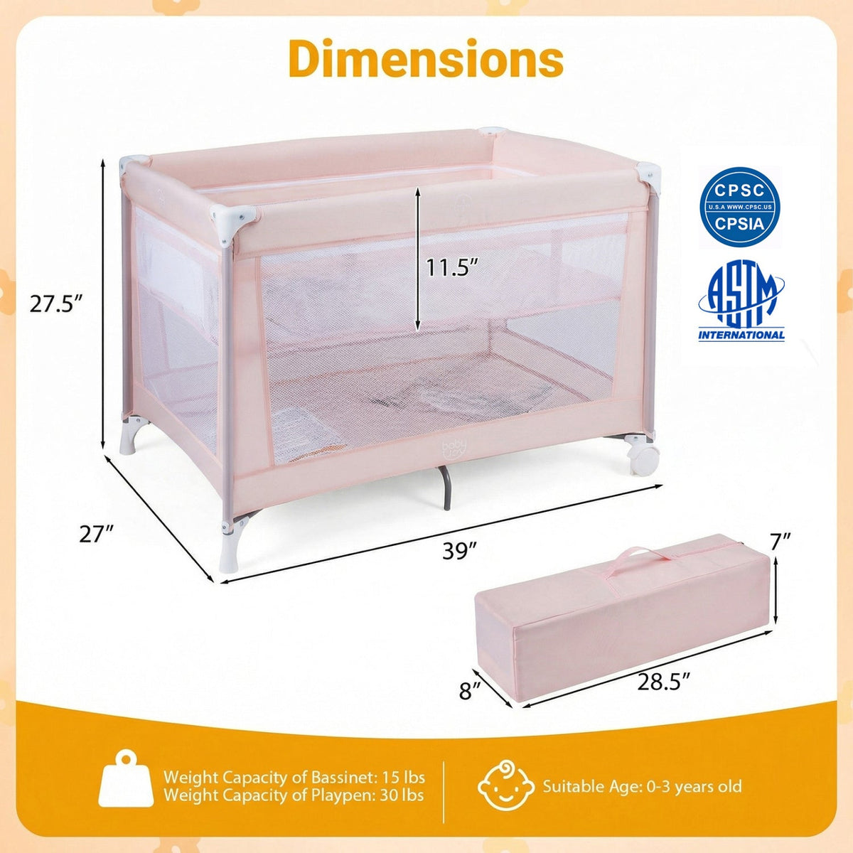 Little Sprouts Folding Travel Crib & Playard