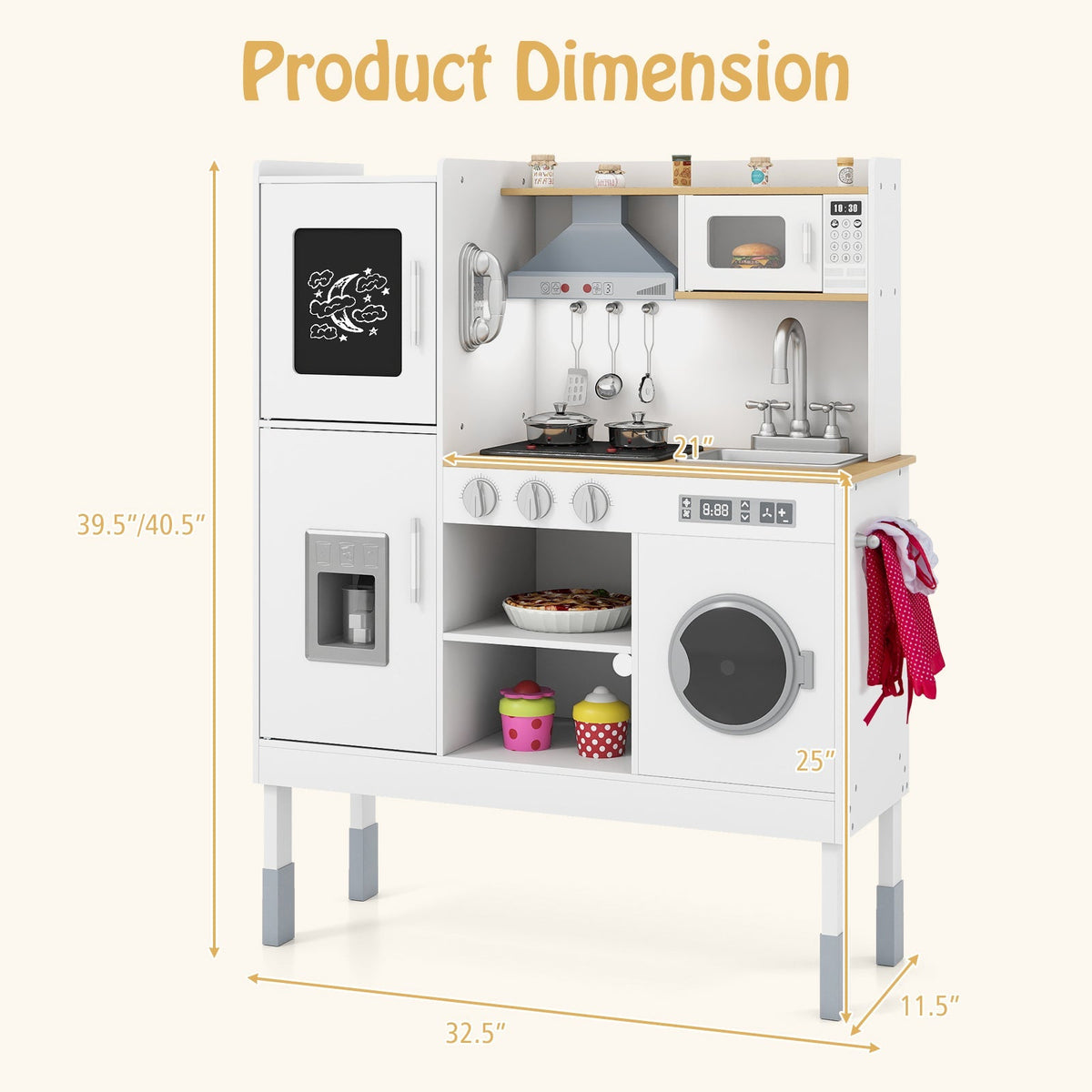Little Chef Play Kitchen with Ice Maker & Telephone