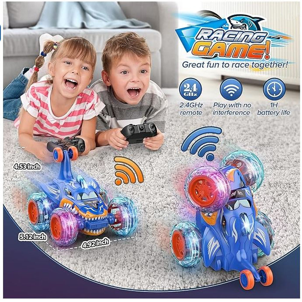 Shark-Style RC Stunt Car with LED Lights, USB Rechargeable