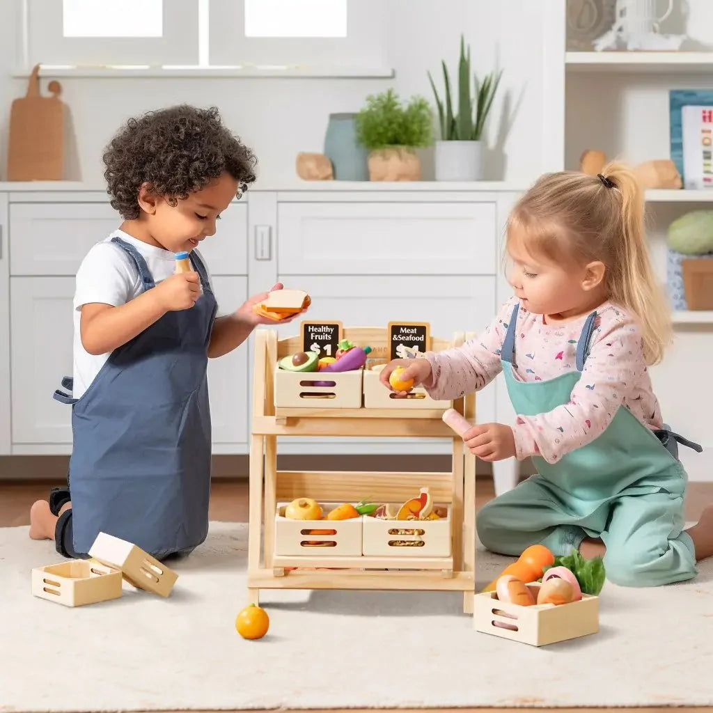Tiny Land® Wooden Play Food Storage Rack