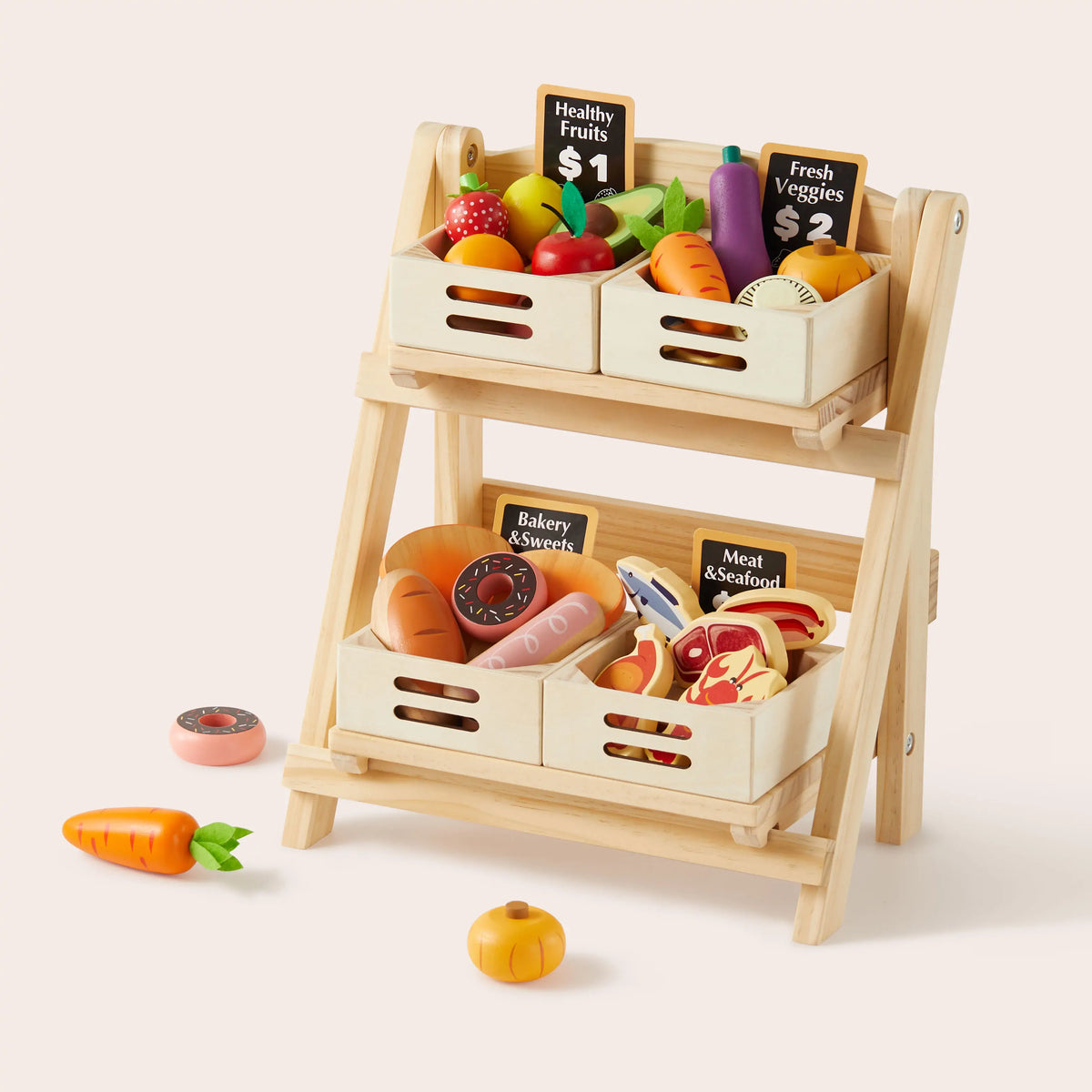 Tiny Land® Wooden Play Food Storage Rack