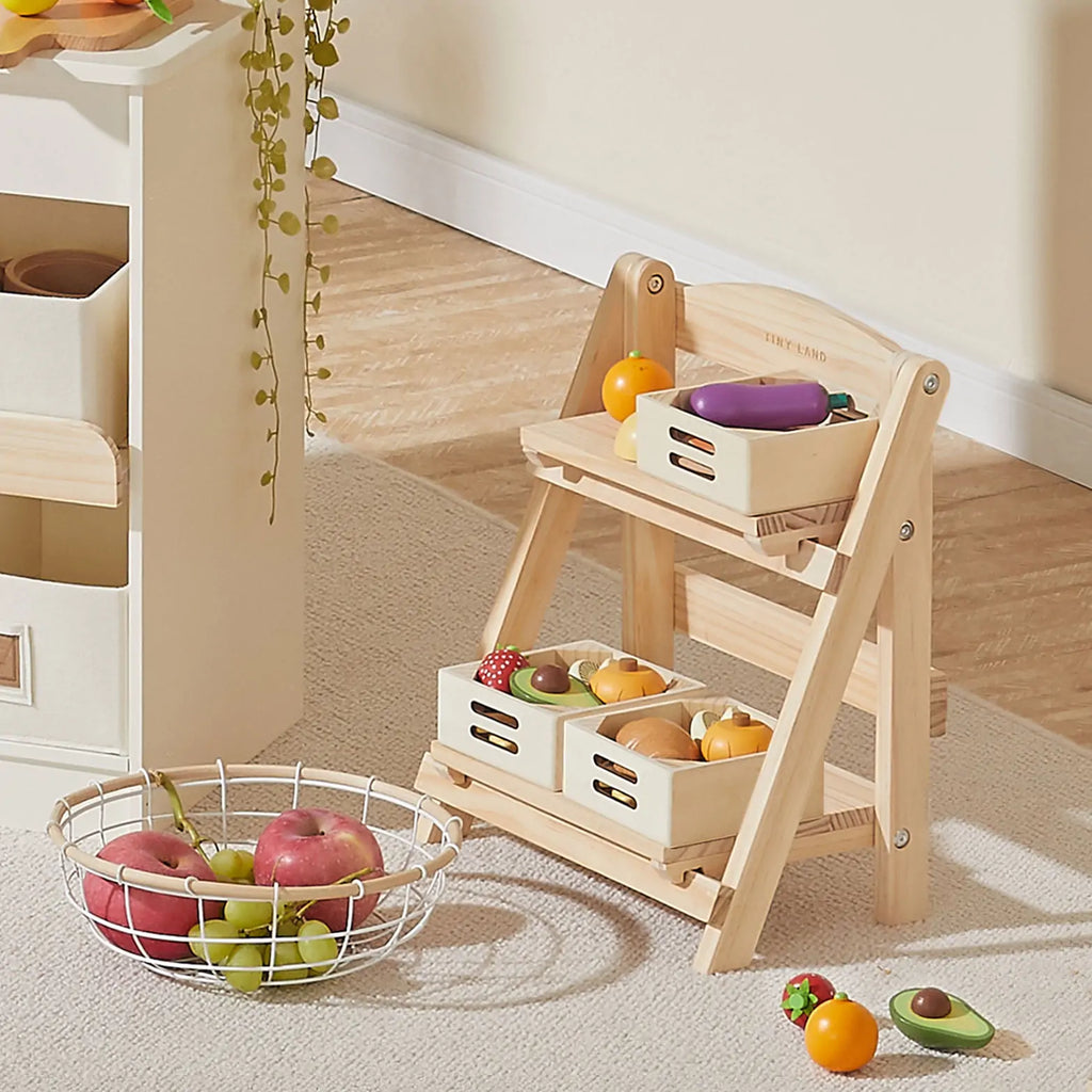 Tiny Land® Wooden Play Food Storage Rack