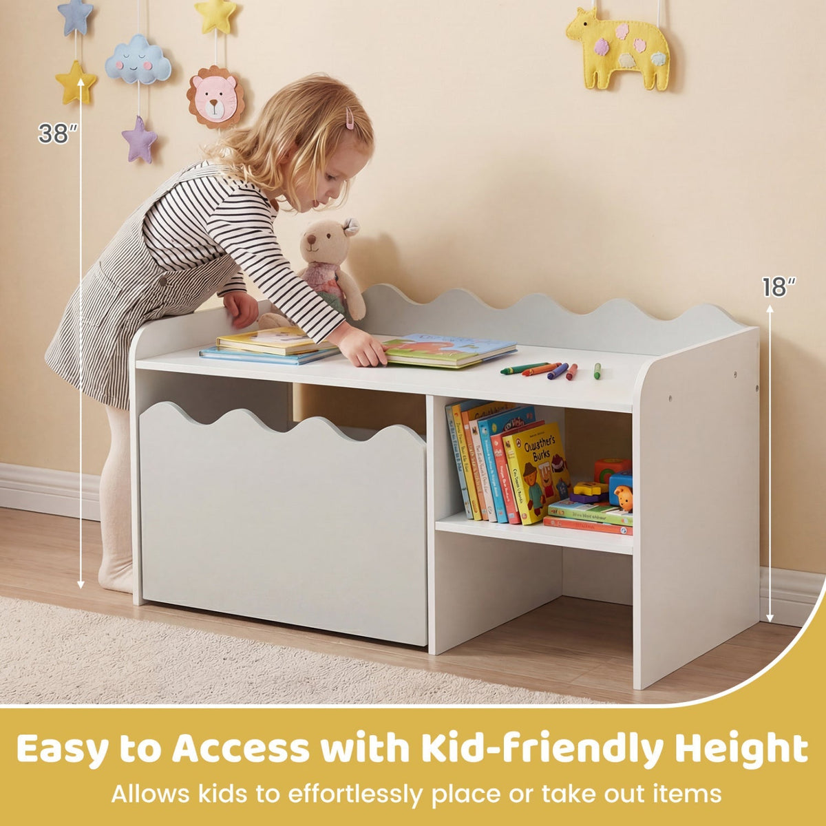 Scalloped Storytime Bookshelf & Toy Organizer