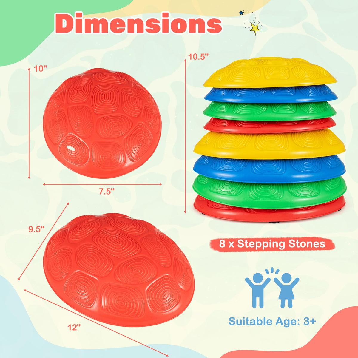 Rainbow Trail Balance Stepping Stones — 8 Pieces