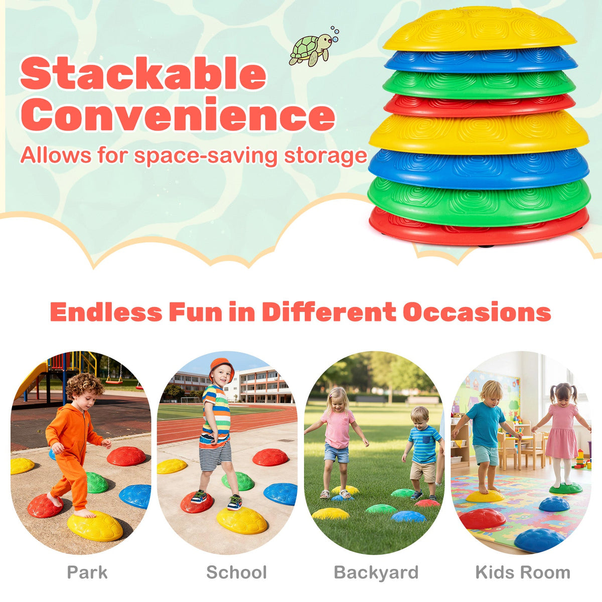 Rainbow Trail Balance Stepping Stones — 8 Pieces