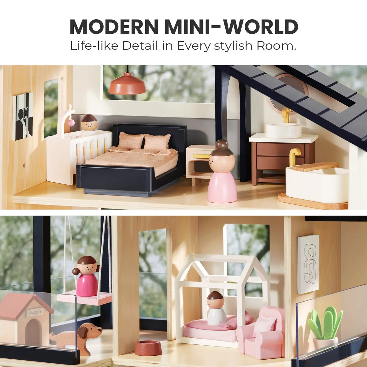 Tiny Land Black Dollhouse, Garage & Dolls Gift Set — product image 4 of 11