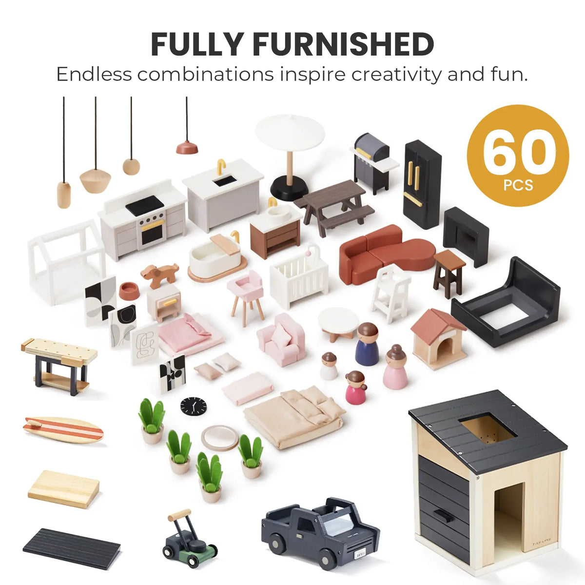 Tiny Land Black Dollhouse, Garage & Dolls Gift Set — product image 8 of 11